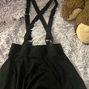 Black Suspender Skirt with pockets